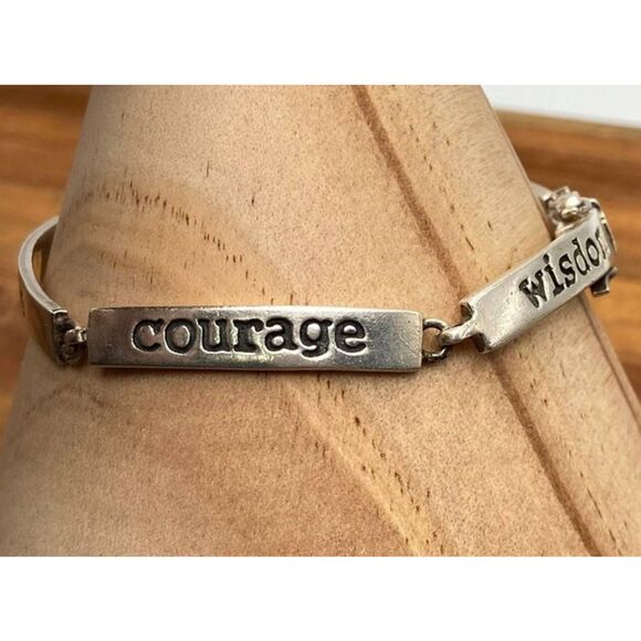 Truth~Grace~Faith~Courage~Wisdom 925 Sterling Silver Link Bracelet - Picture 5 of 11